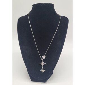 apm Monaco Triple Météorites Adjustable Necklace Sterling Silver Slider CZ Pave